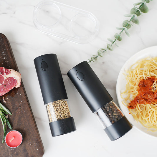 MEMOLMA Automatic Electric Salt and Pepper Grinder - One-Handed Spice Mill